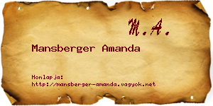 Mansberger Amanda névjegykártya